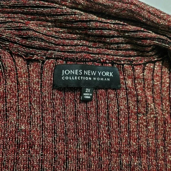 Jones New York Collection Woman 2 Ton Red Cardigan Sweater Longsleeve Size 2X - Picture 8 of 9